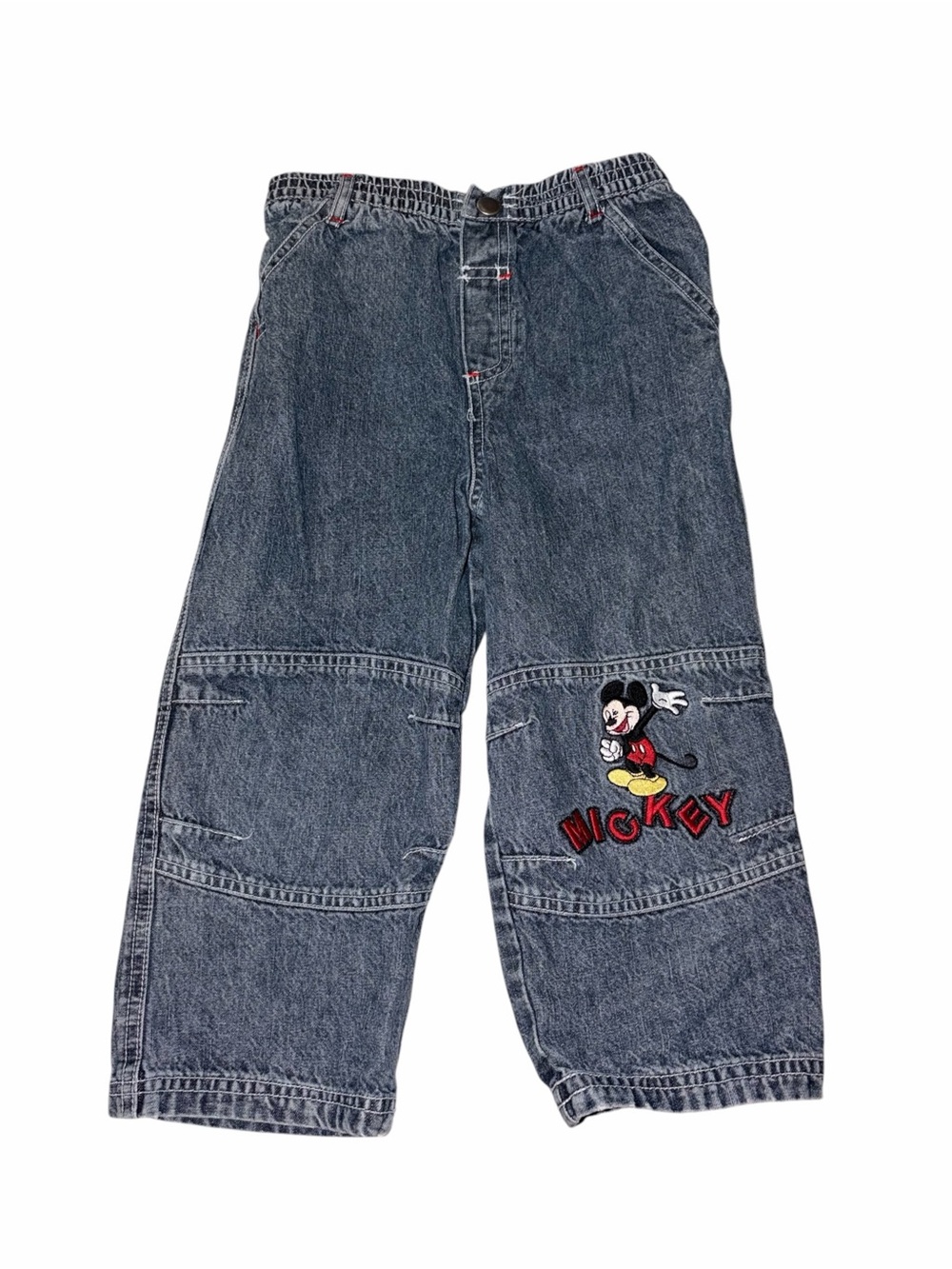 Vintage 90s Disney Mickey Mouse Toddler Boy Denim Embroidered Jeans 3T